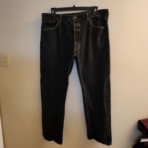 Levi's 501 Black Denim Jeans 42 X 34 Blank Red Label